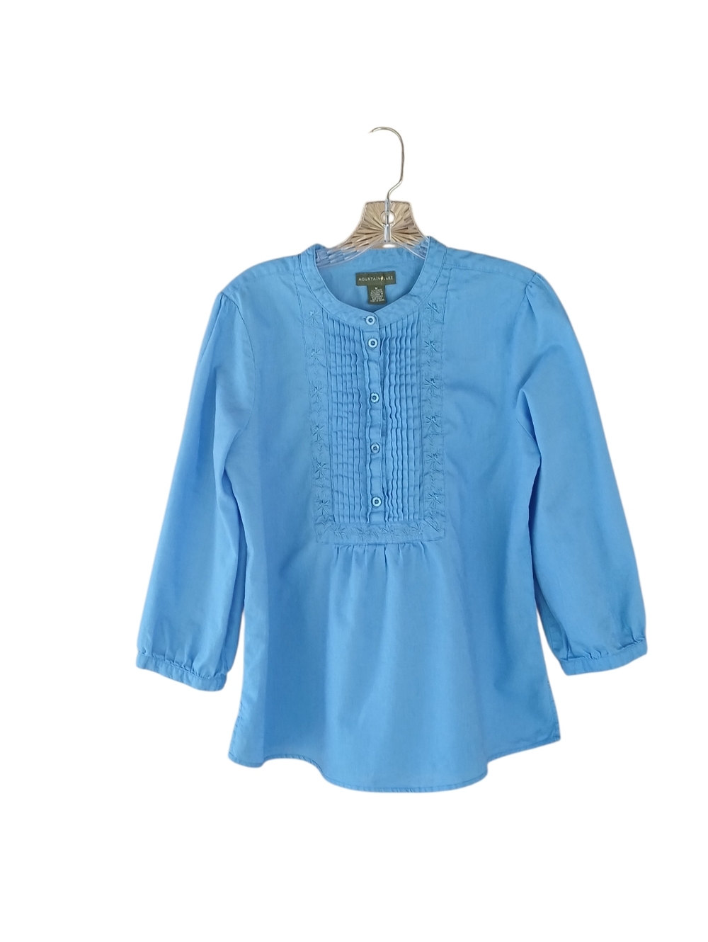Mountain Lake Blue 3/4 Sleeve Linen Blend Tunic Medium